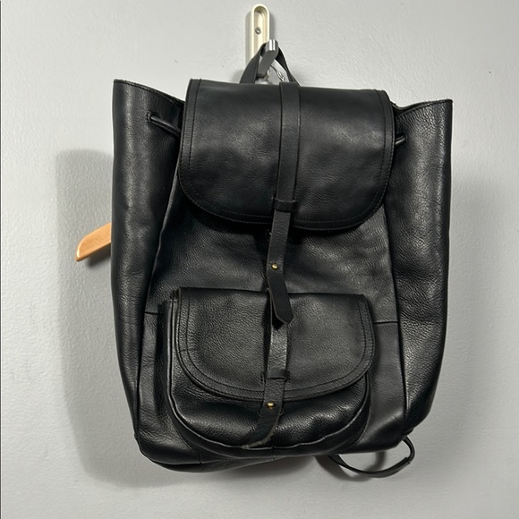 Madewell Black Leather The Transport Rucksack Large Backpack - Picture 1 of 16